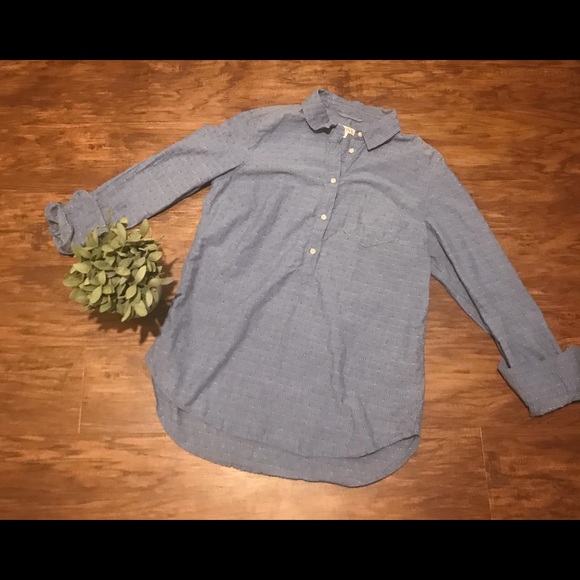 Merona Blue Button-Up Blouse - Picture 1 of 7